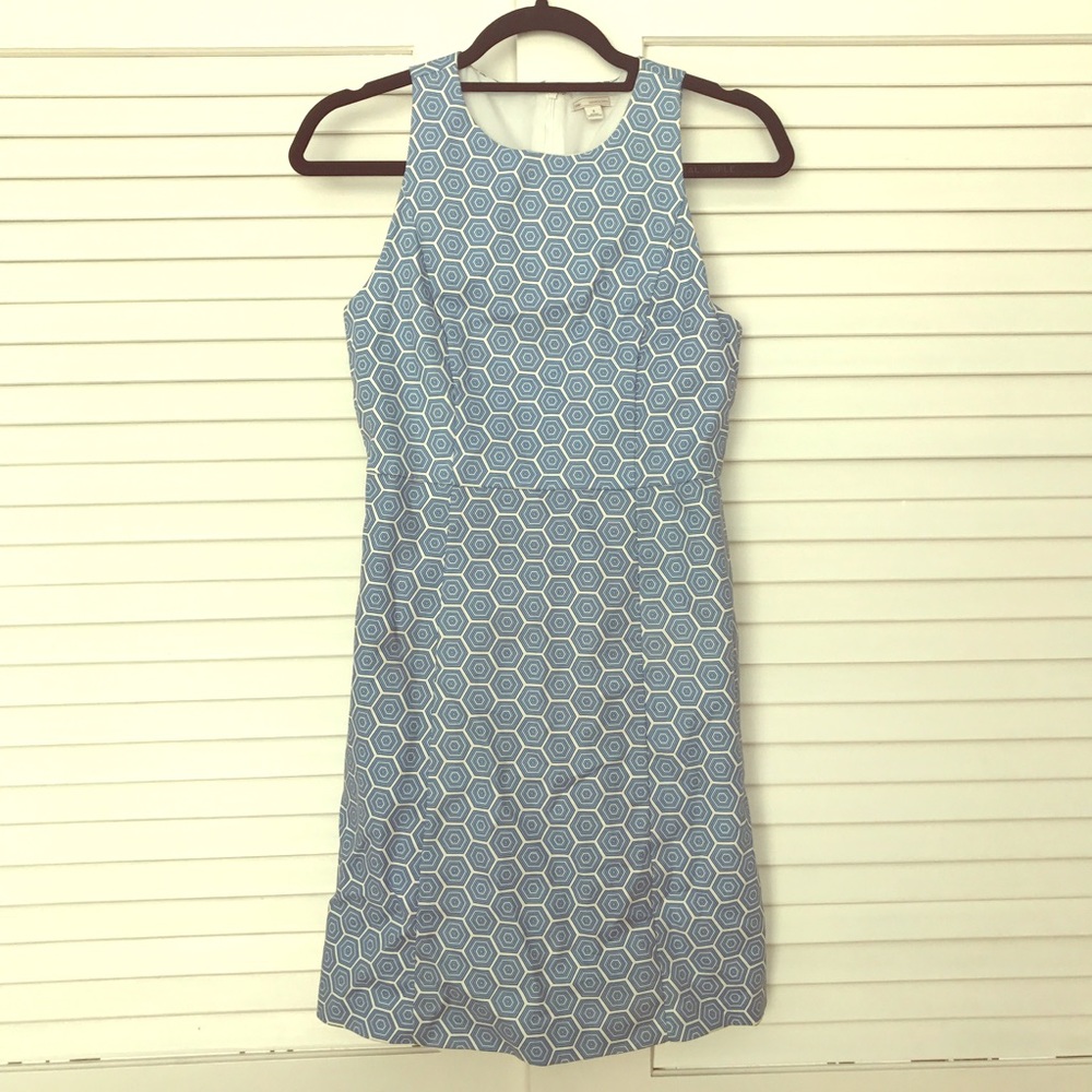 Blue Geometric Print Shift Dress